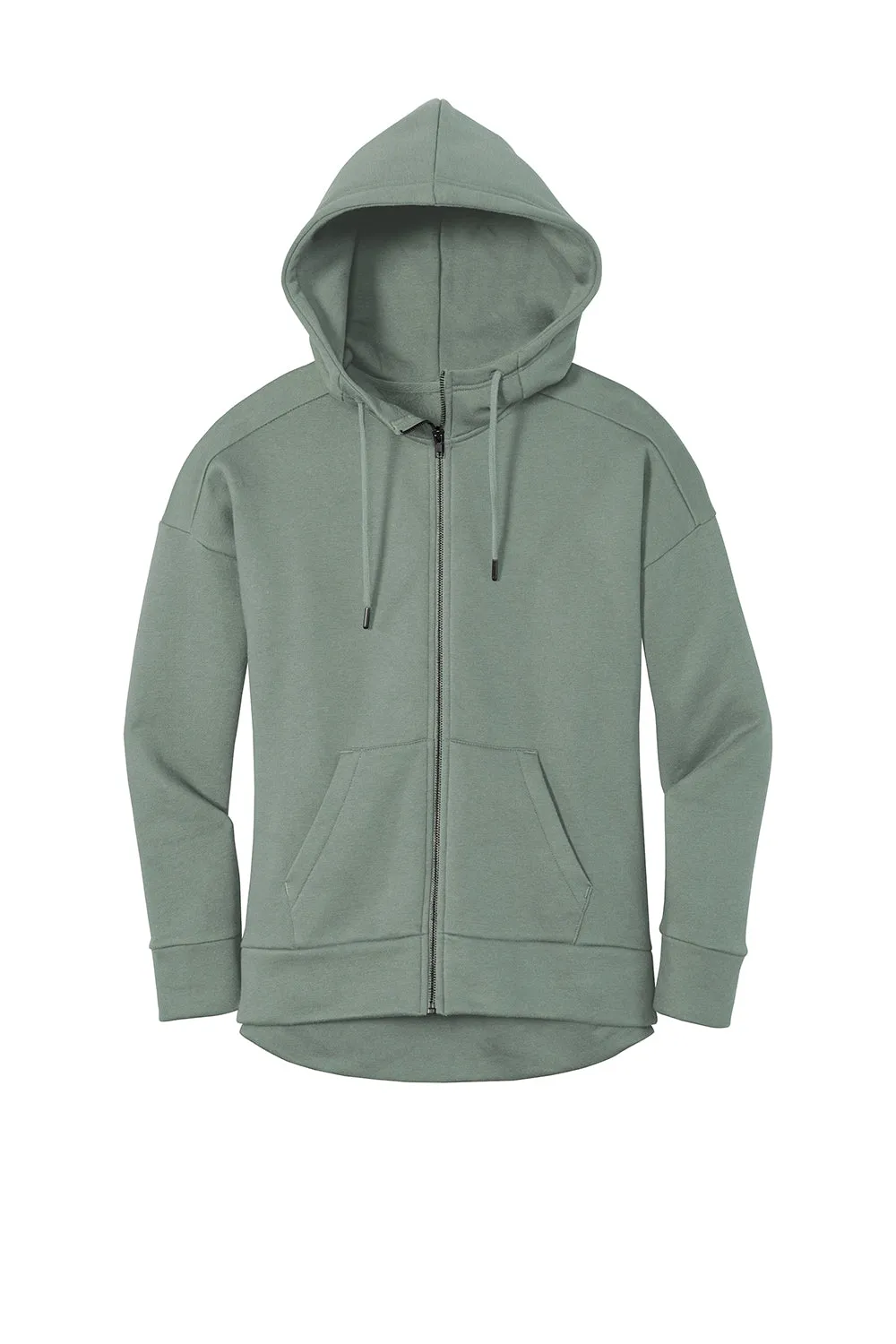 Pull à capuche en polaire pour femmes District - Poids parfait - Fermeture éclair complète avec poches - Vert laurier