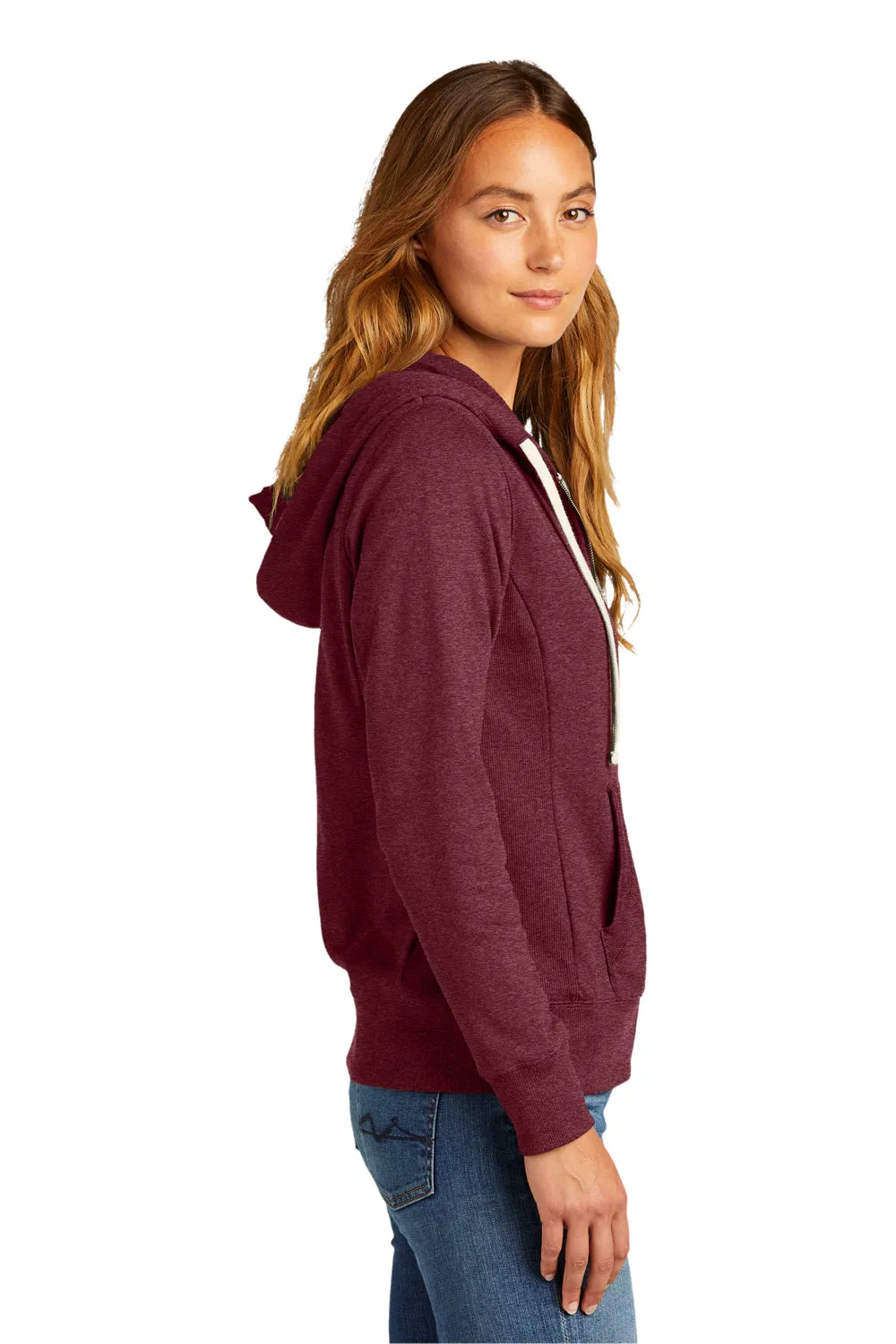 Pull à capuche zip complet pour femmes District avec poches - Marron chiné