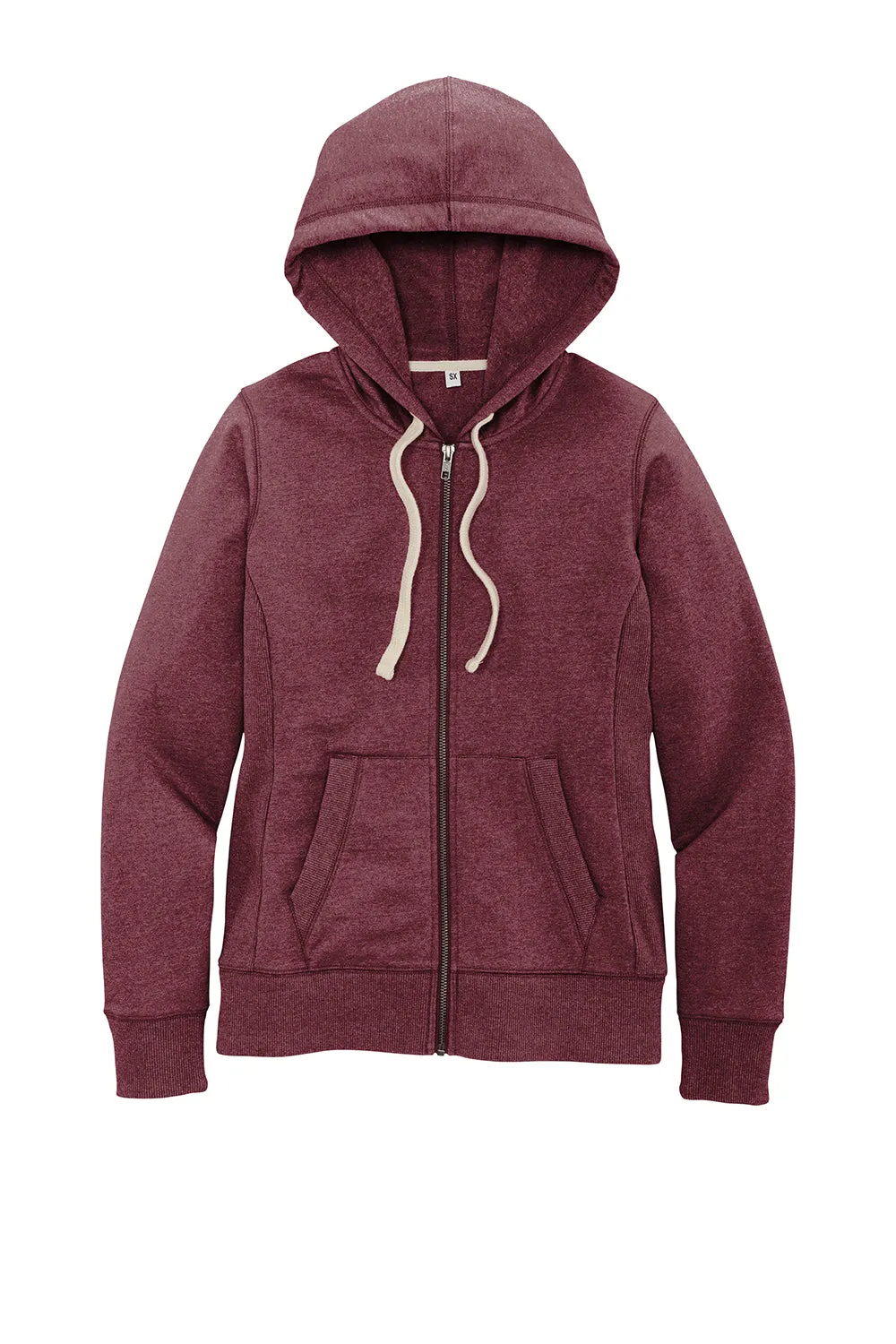 Pull à capuche zip complet pour femmes District avec poches - Marron chiné