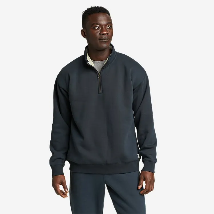 Eddie Bauer Veste polaire pour hommes Eddie Bauer doublée en fausse peau de mouton à fermeture 1/4 - Gris Eddie Bauer