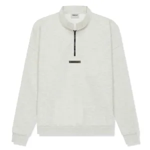 Fear Of God Essentials Pull à mi-zip en maille légère gris chiné oatmeal