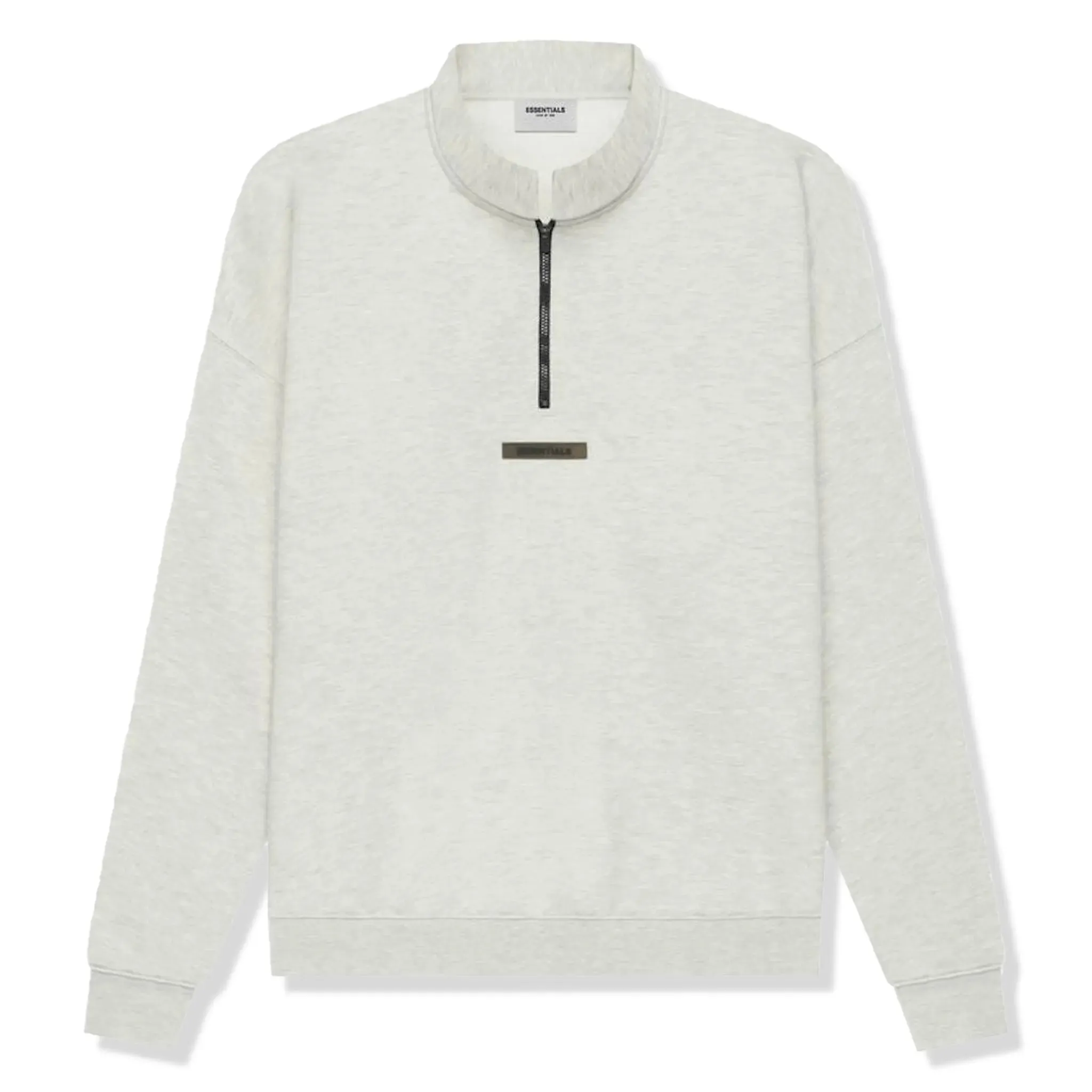 Fear Of God Essentials Pull à mi-zip en maille légère gris chiné oatmeal