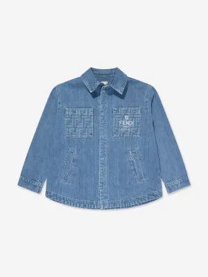 Veste en denim lavé bleu Fendi Kids