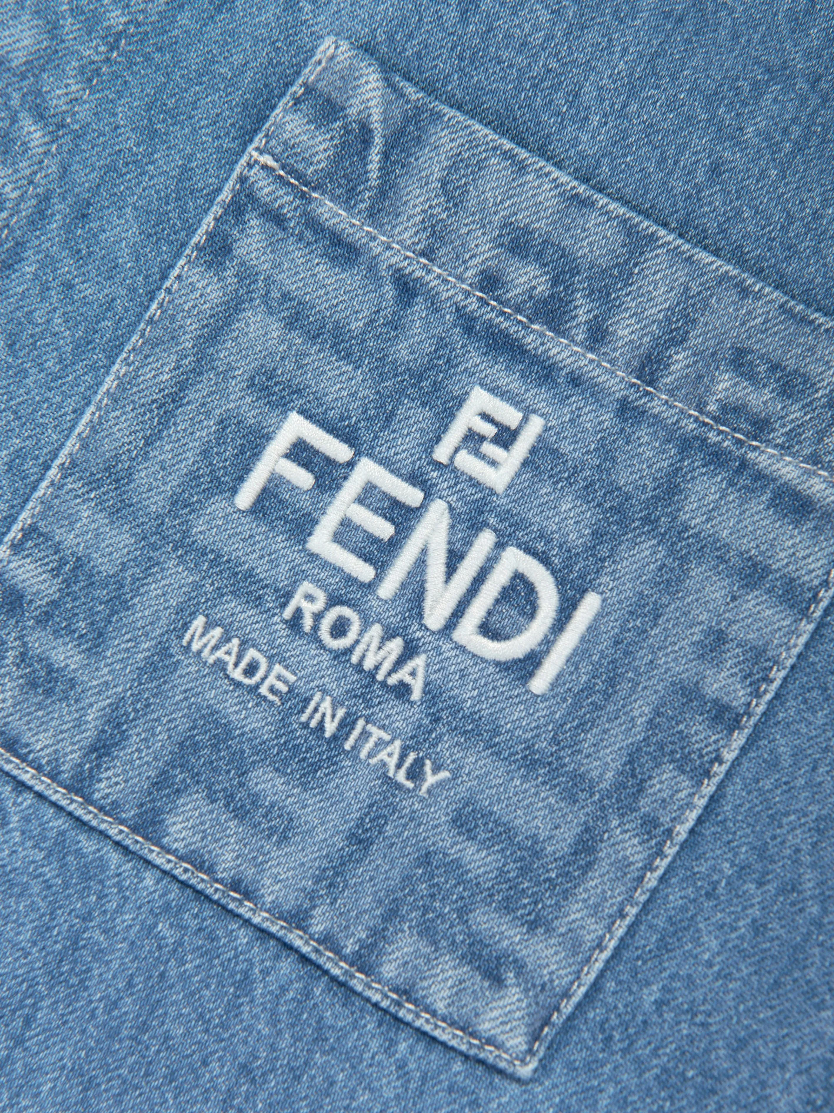 Veste en denim lavé bleu Fendi Kids