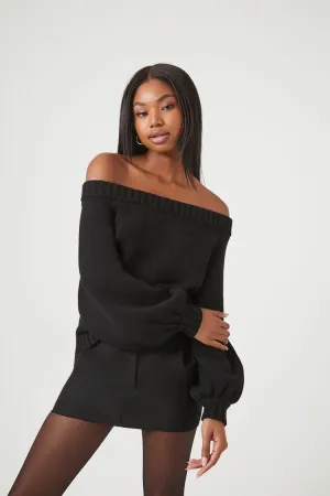 Forever 21 Pull Femme à Bretelles Manches Ballon Noir Forever 21