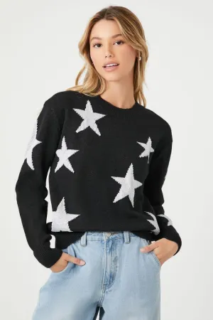Forever 21 Pull Femme en Maille à Imprimé Étoile Noir/Argent Forever 21