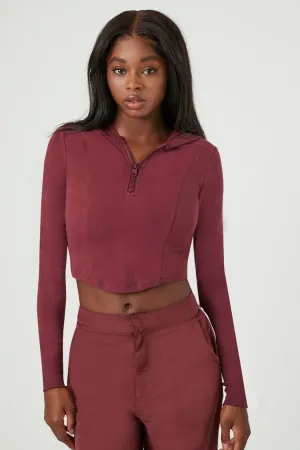 Forever 21 Haut à capuche femme sportif demi-zippé vin Forever 21