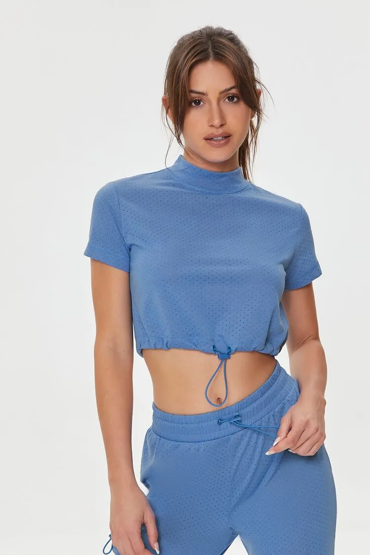 Forever 21 Femme Haut Court Actif à Col Montant avec Bouton Royal Forever 21