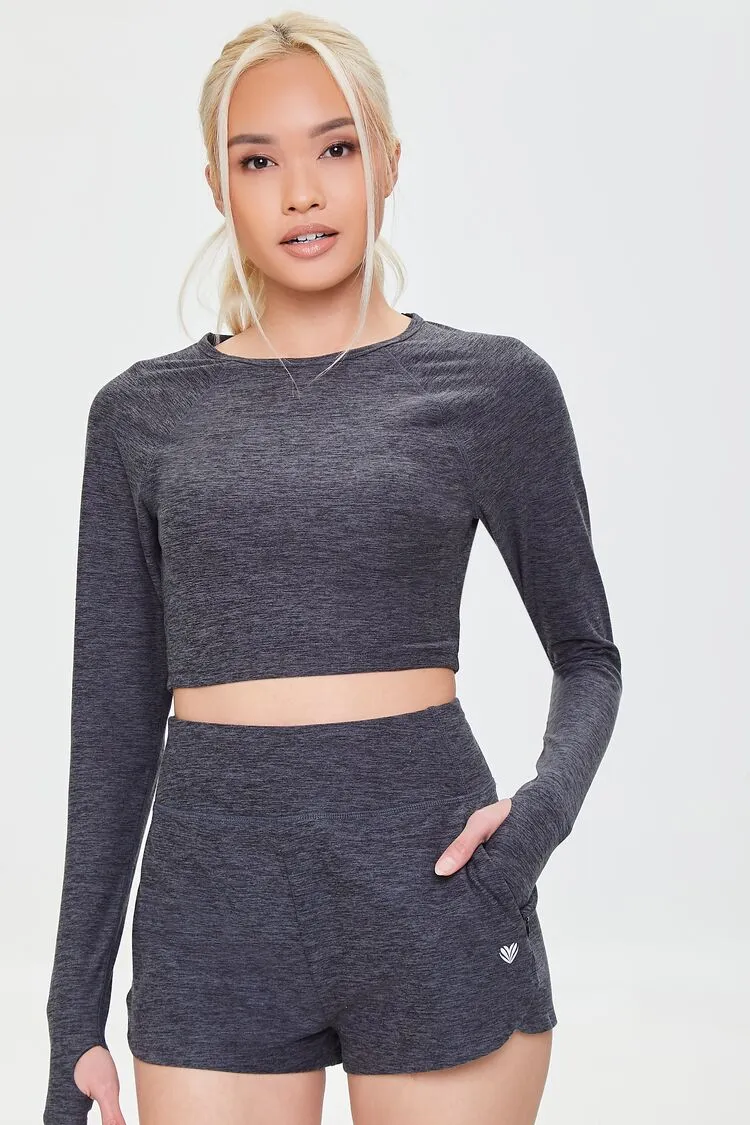 Forever 21 Haut de sport féminin à trous pour les pouces et coupé Noir Forever 21