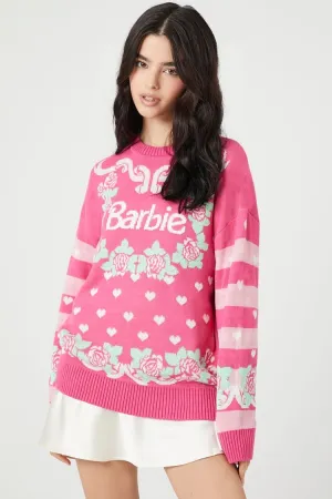Forever 21 Pull tricoté graphique Barbie pour femmes Rose/Blanc Forever 21