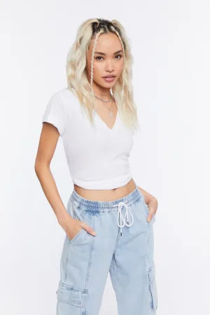 T-shirt de base pour femmes Forever 21 à col en V blanc
