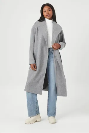 Manteau long ceinturé pour femme Forever 21 Gris Forever 21