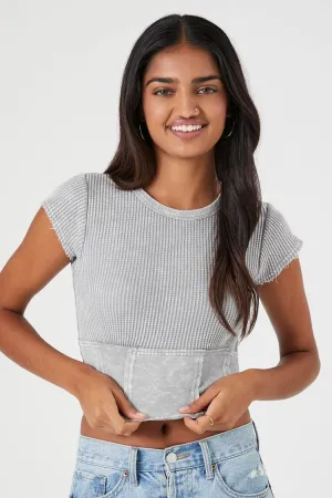 Forever 21 Débardeur Femme Thermo-Lavé Minéral Court Gris Port