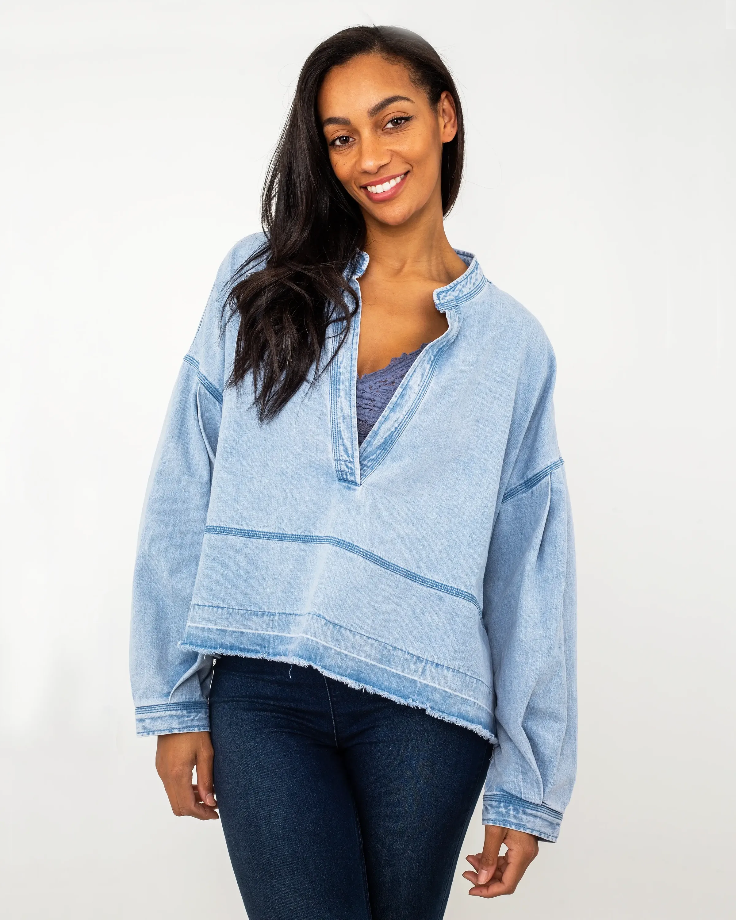 Free People Chemise Pullover Jude en Denim Vintage Indigo