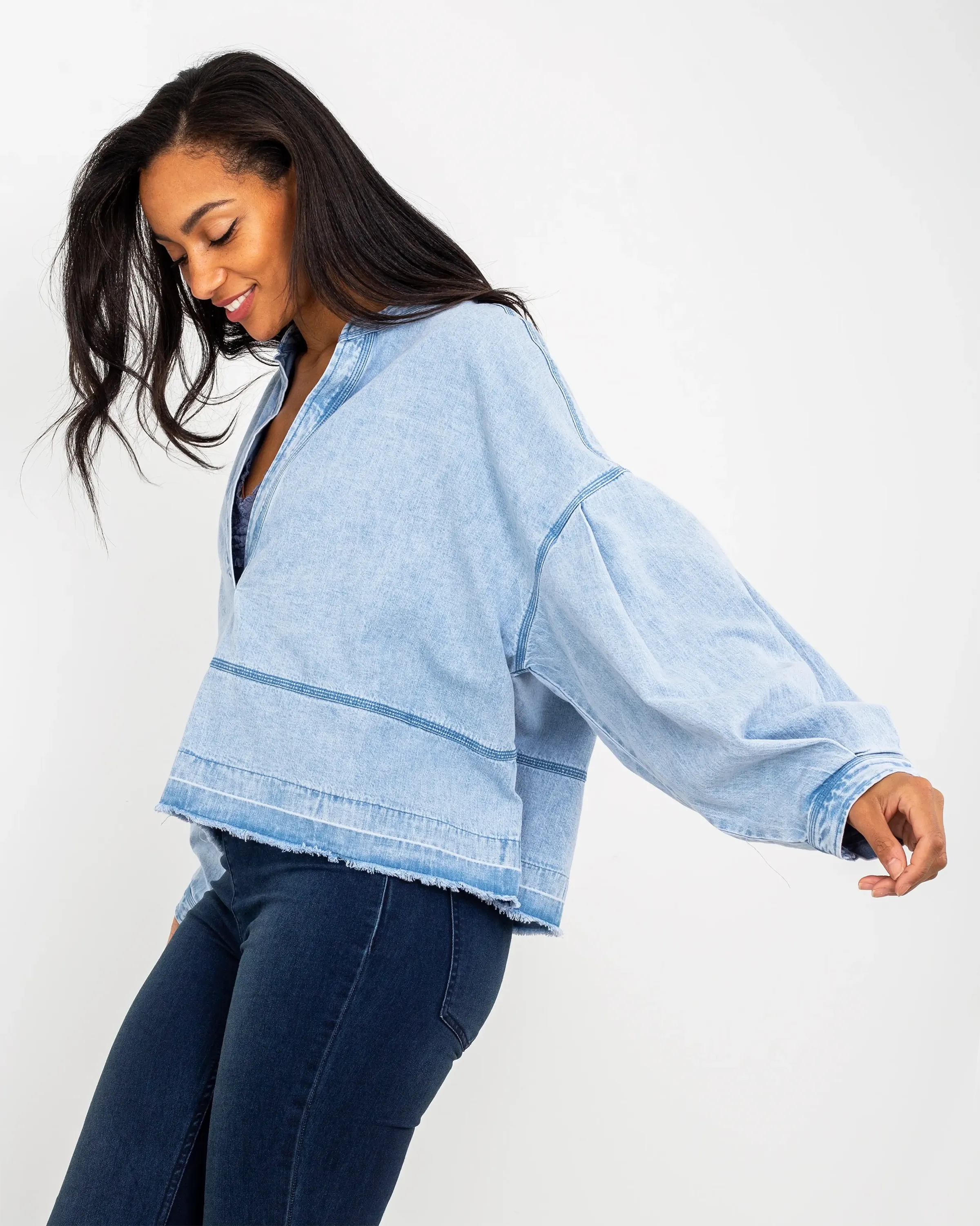 Free People Chemise Pullover Jude en Denim Vintage Indigo