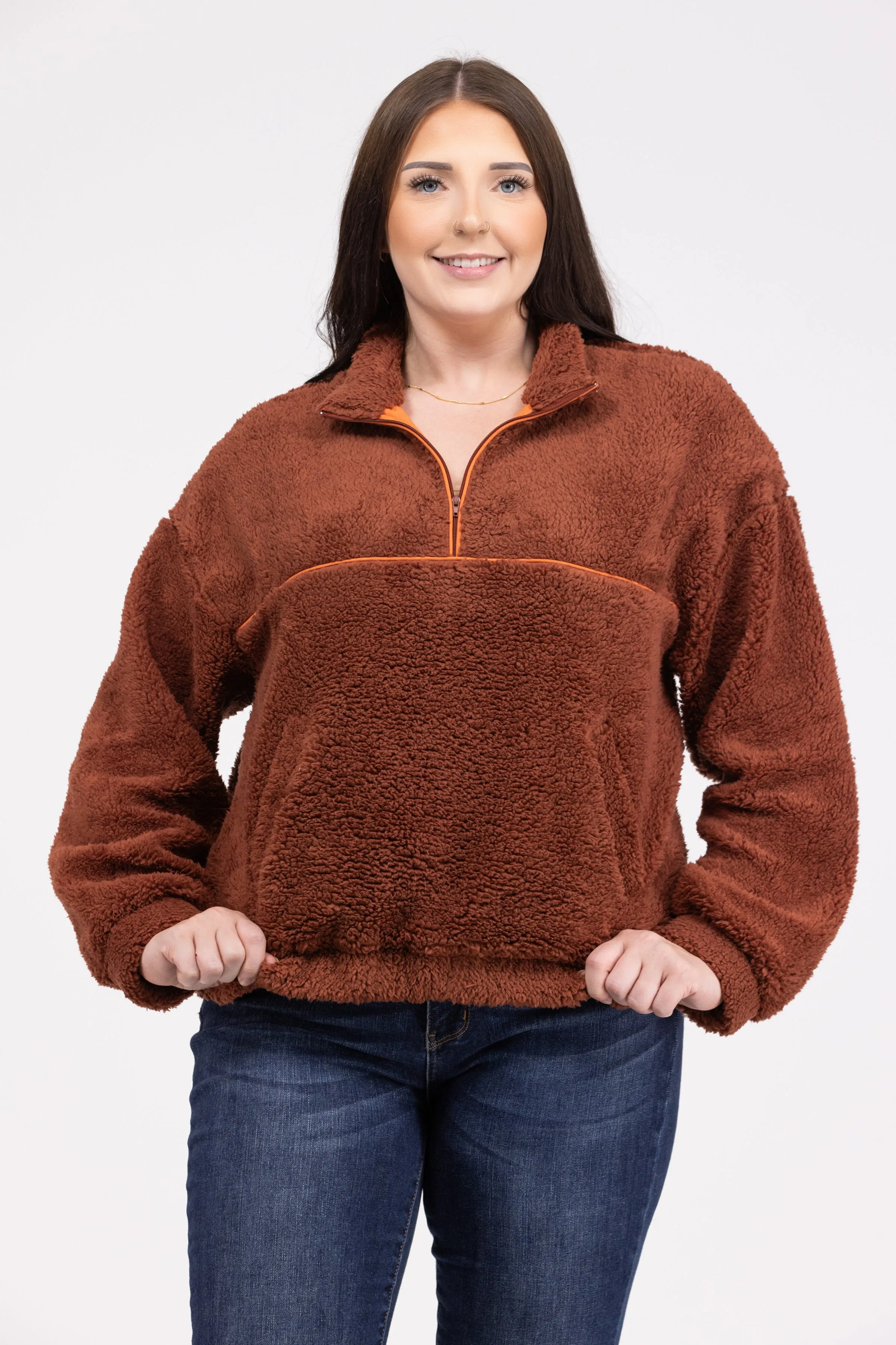 Veste Femme Confortable à Demi-Zip Douce et Floue
