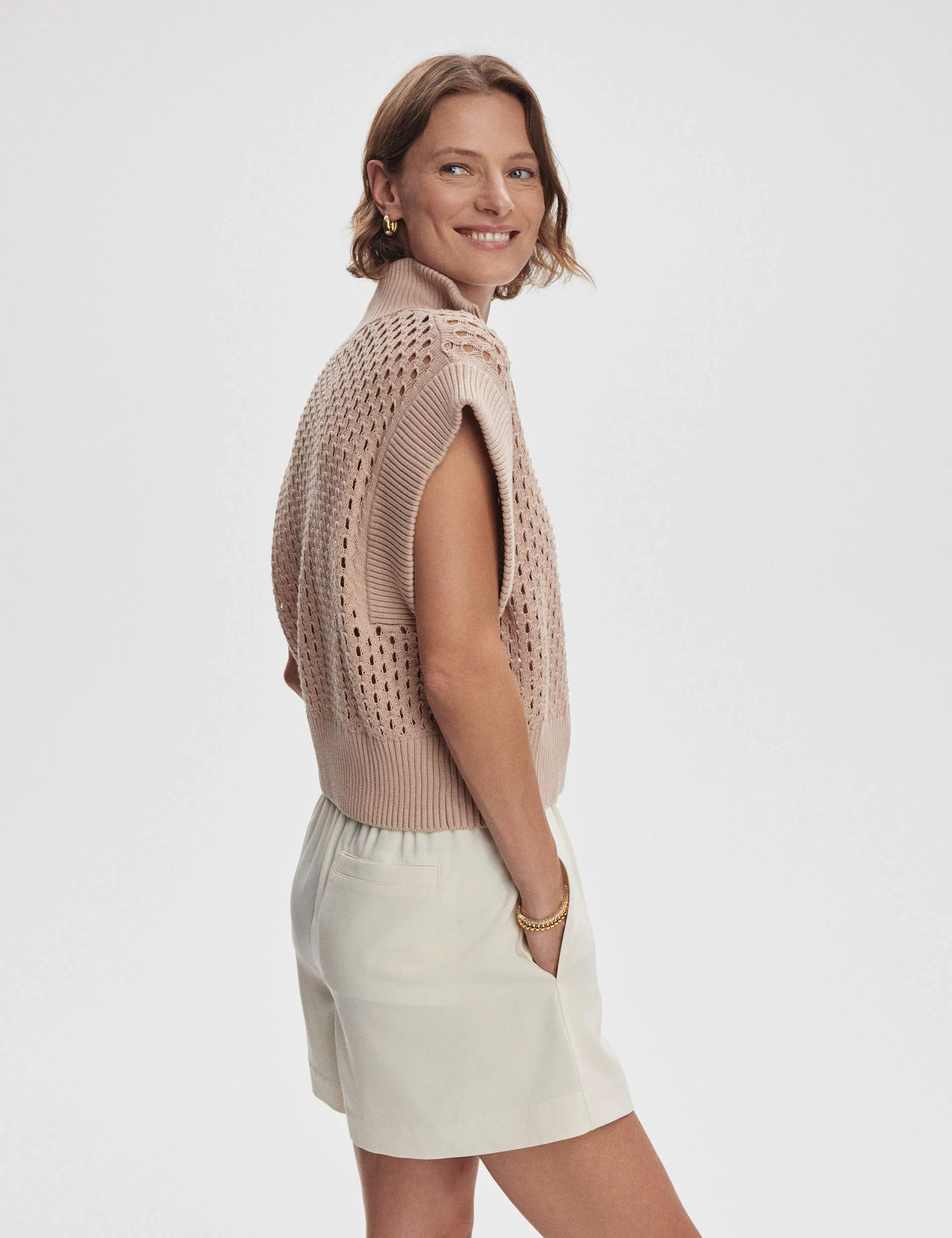 Gaines Demi-Zip Tricot - Taupe Clair