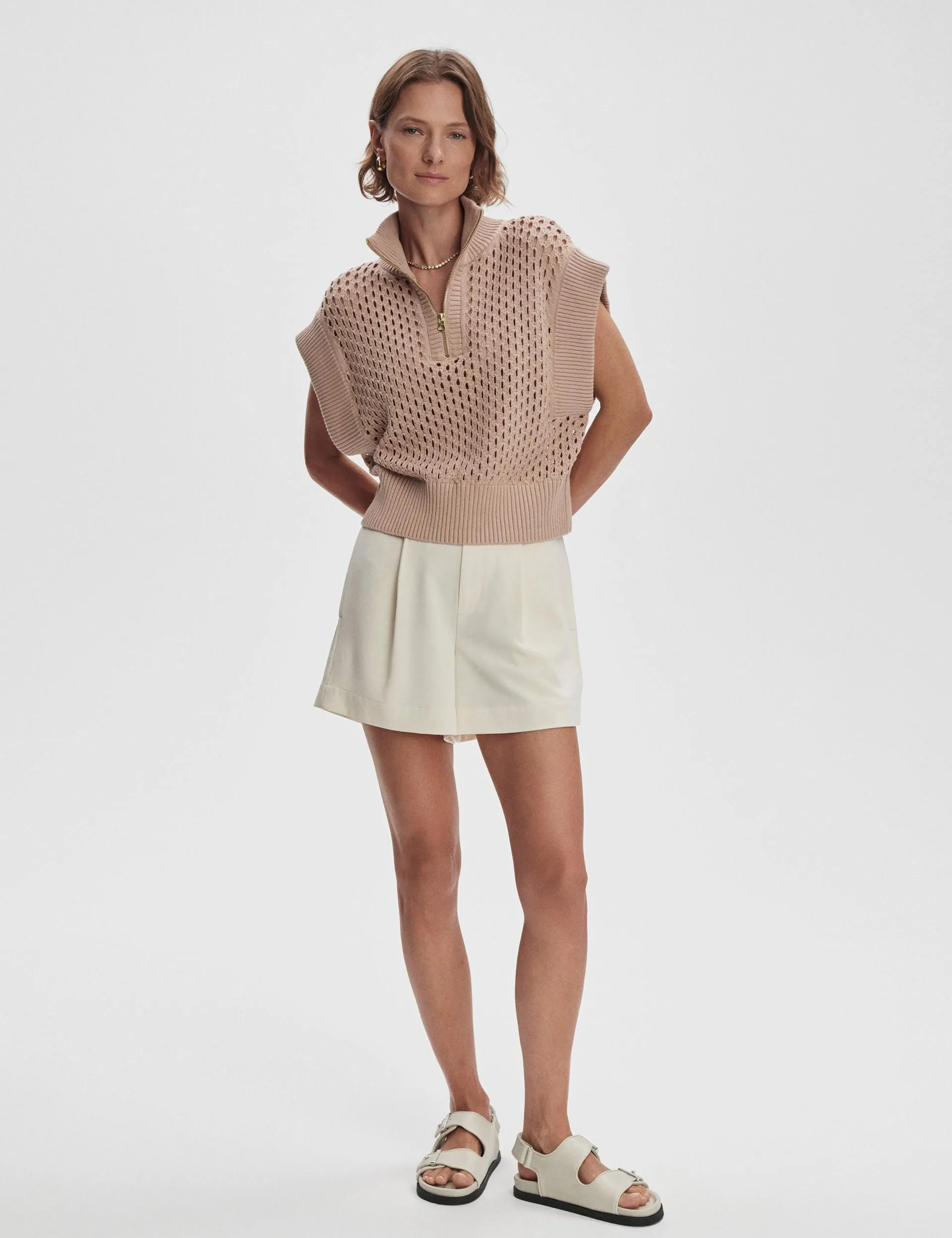 Gaines Demi-Zip Tricot - Taupe Clair