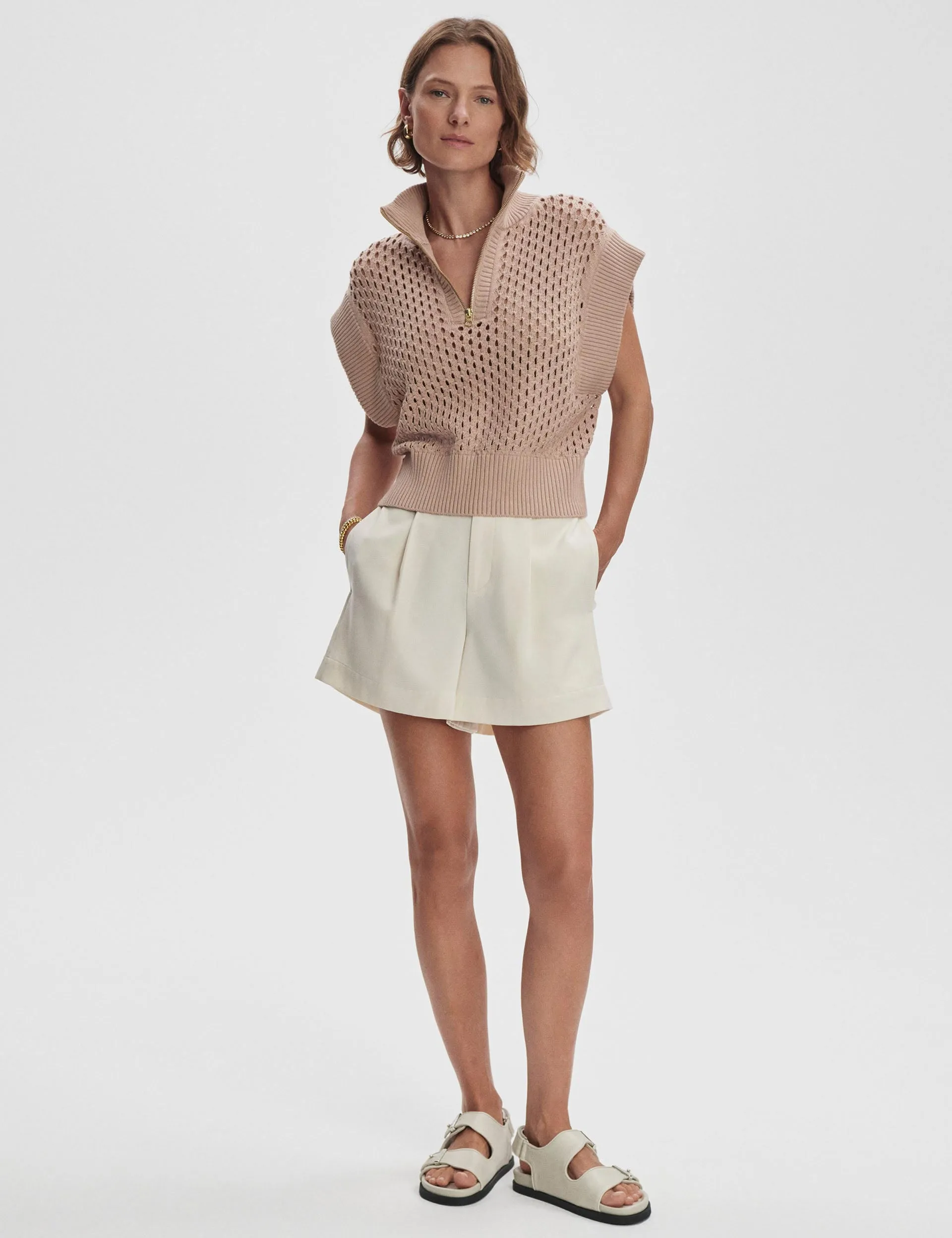 Gaines Demi-Zip Tricot - Taupe Clair