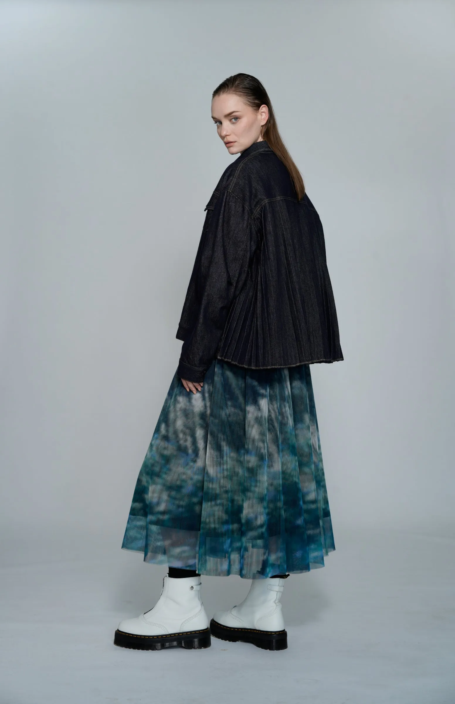 Jupe Maxi Flare à Motifs de Jardin en Maille Atsuro Tayama