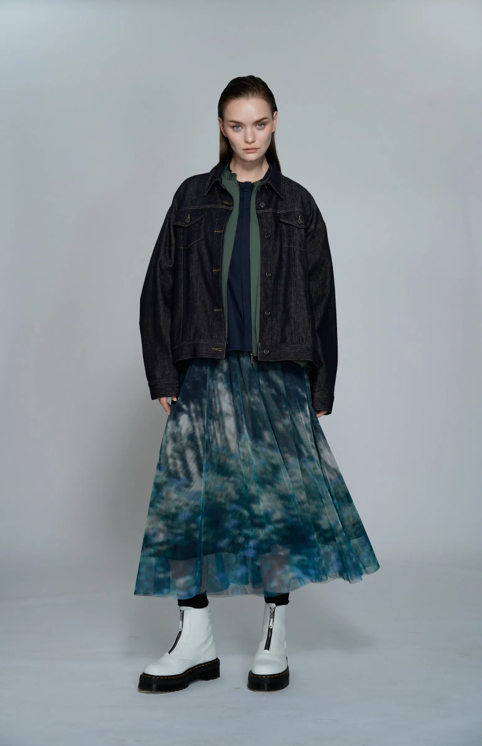 Jupe Maxi Flare à Motifs de Jardin en Maille Atsuro Tayama