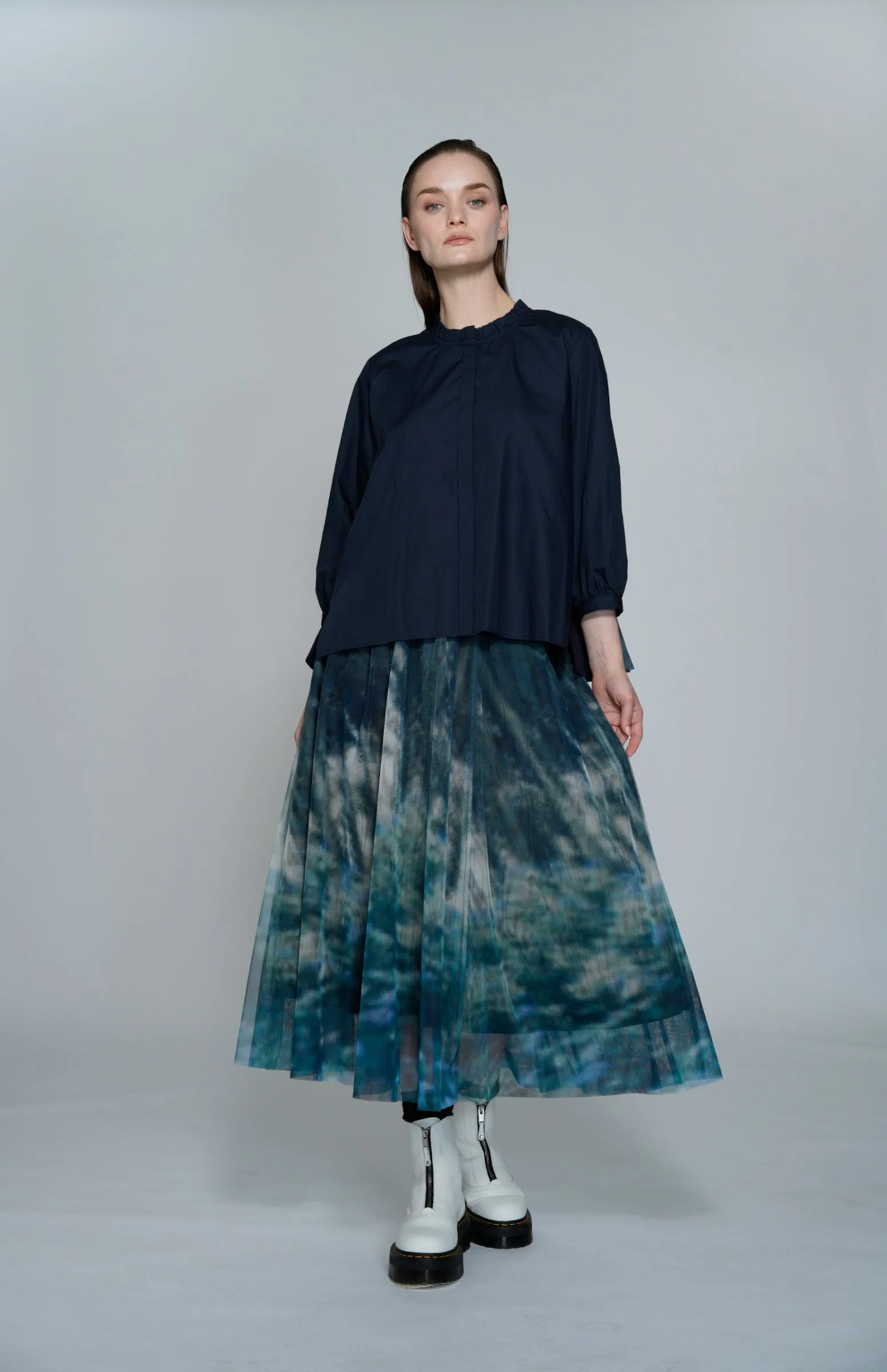 Jupe Maxi Flare à Motifs de Jardin en Maille Atsuro Tayama