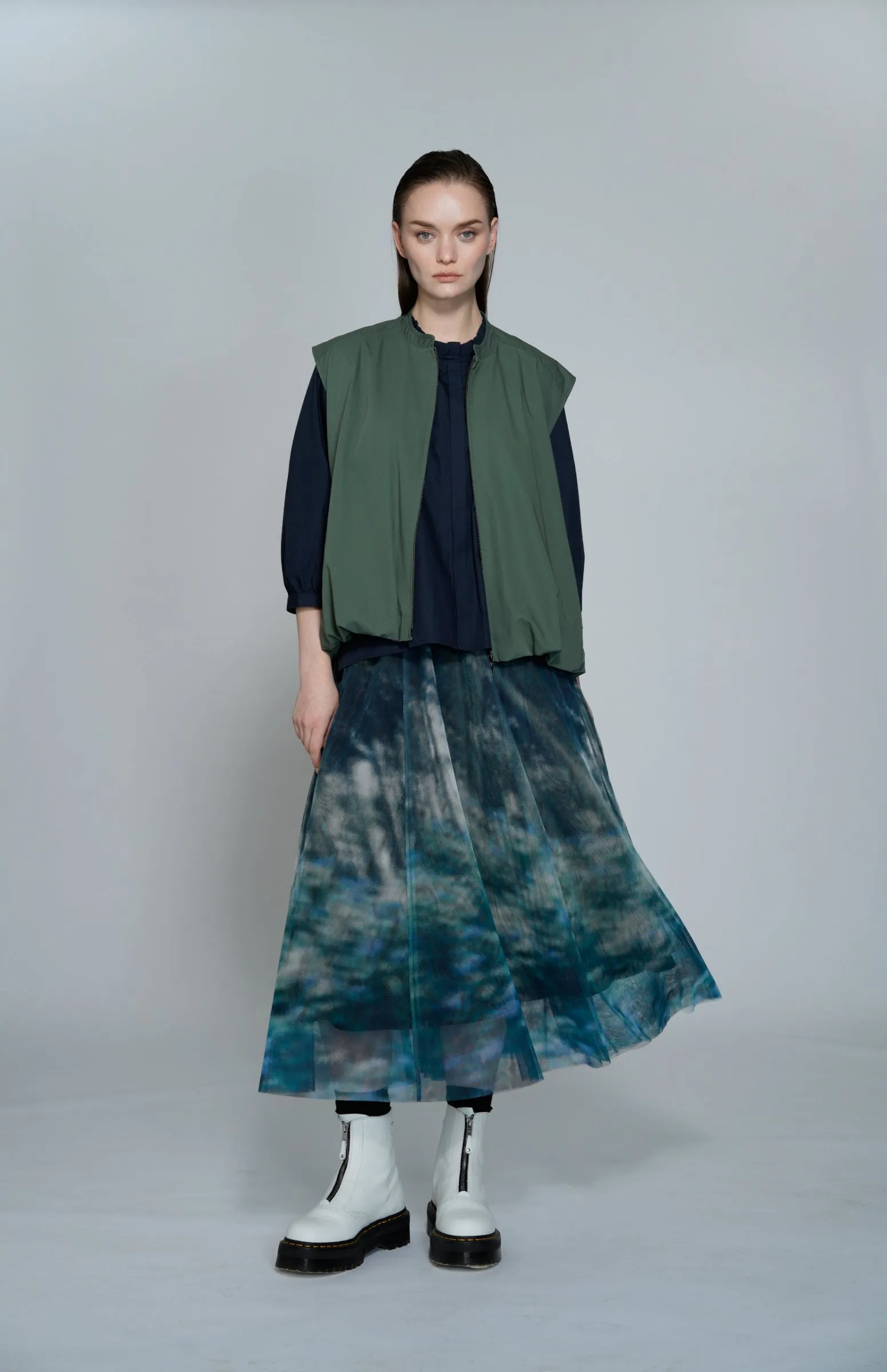 Jupe Maxi Flare à Motifs de Jardin en Maille Atsuro Tayama
