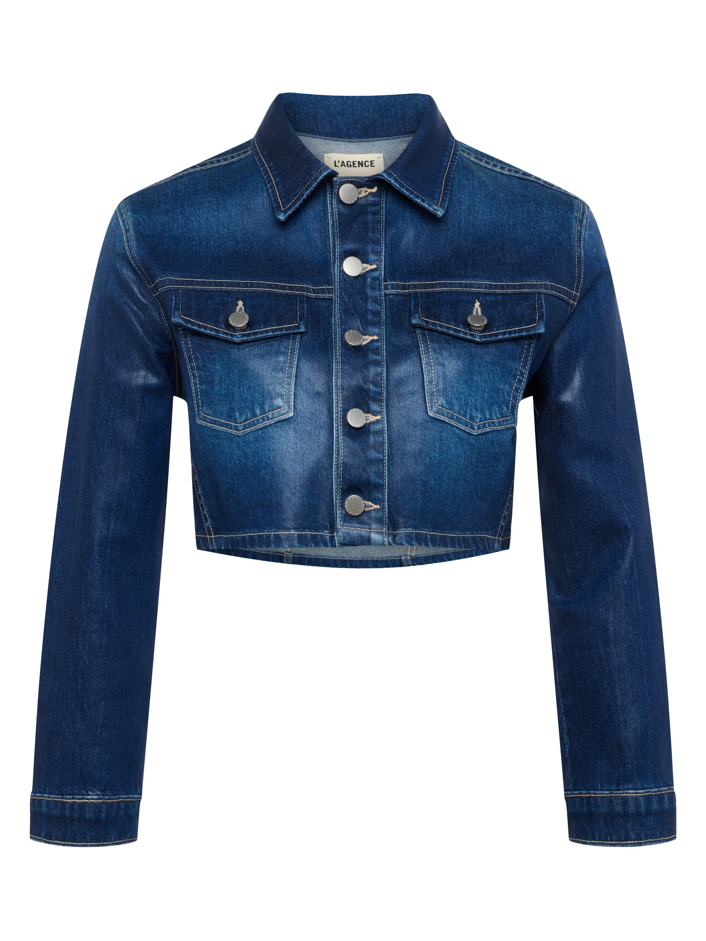 Veste en jean coupée et cirée Genevie