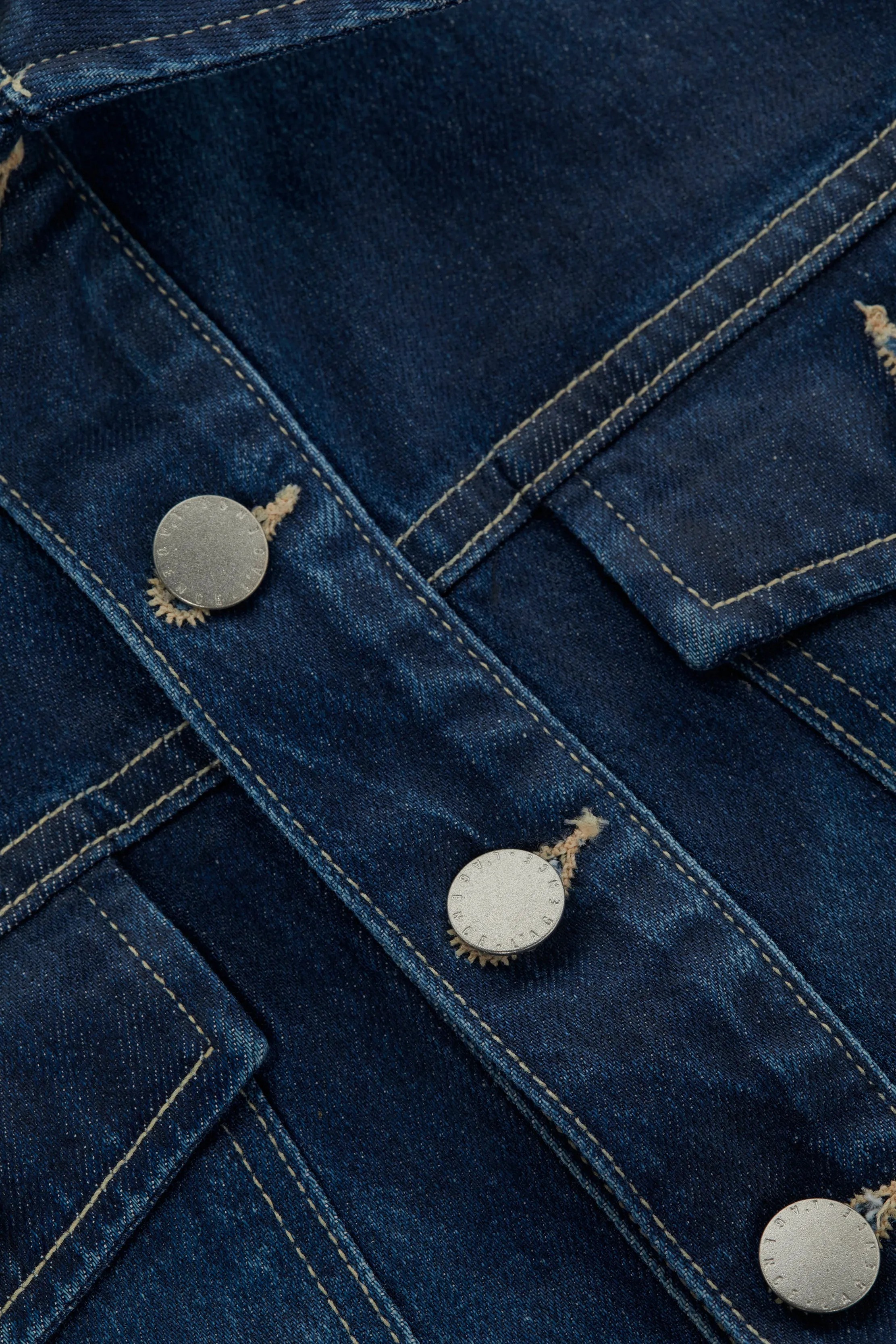 Veste en jean coupée et cirée Genevie