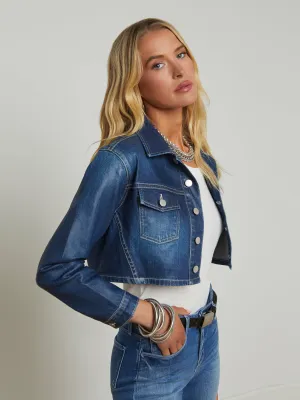 Veste en jean coupée et cirée Genevie