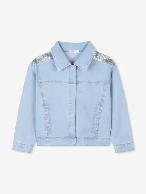 Veste en jean à paillettes pour filles en bleu