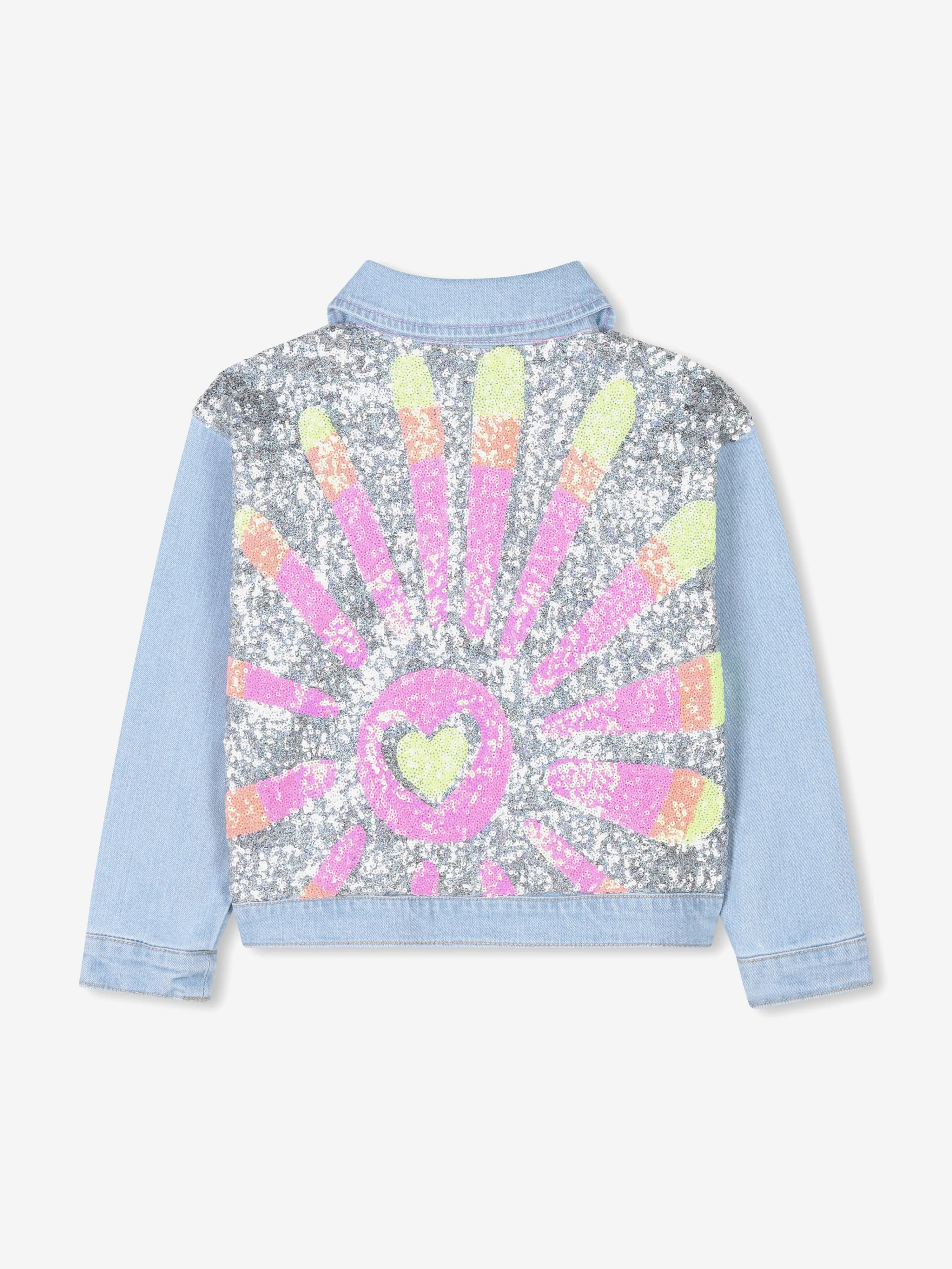 Veste en jean à paillettes pour filles en bleu