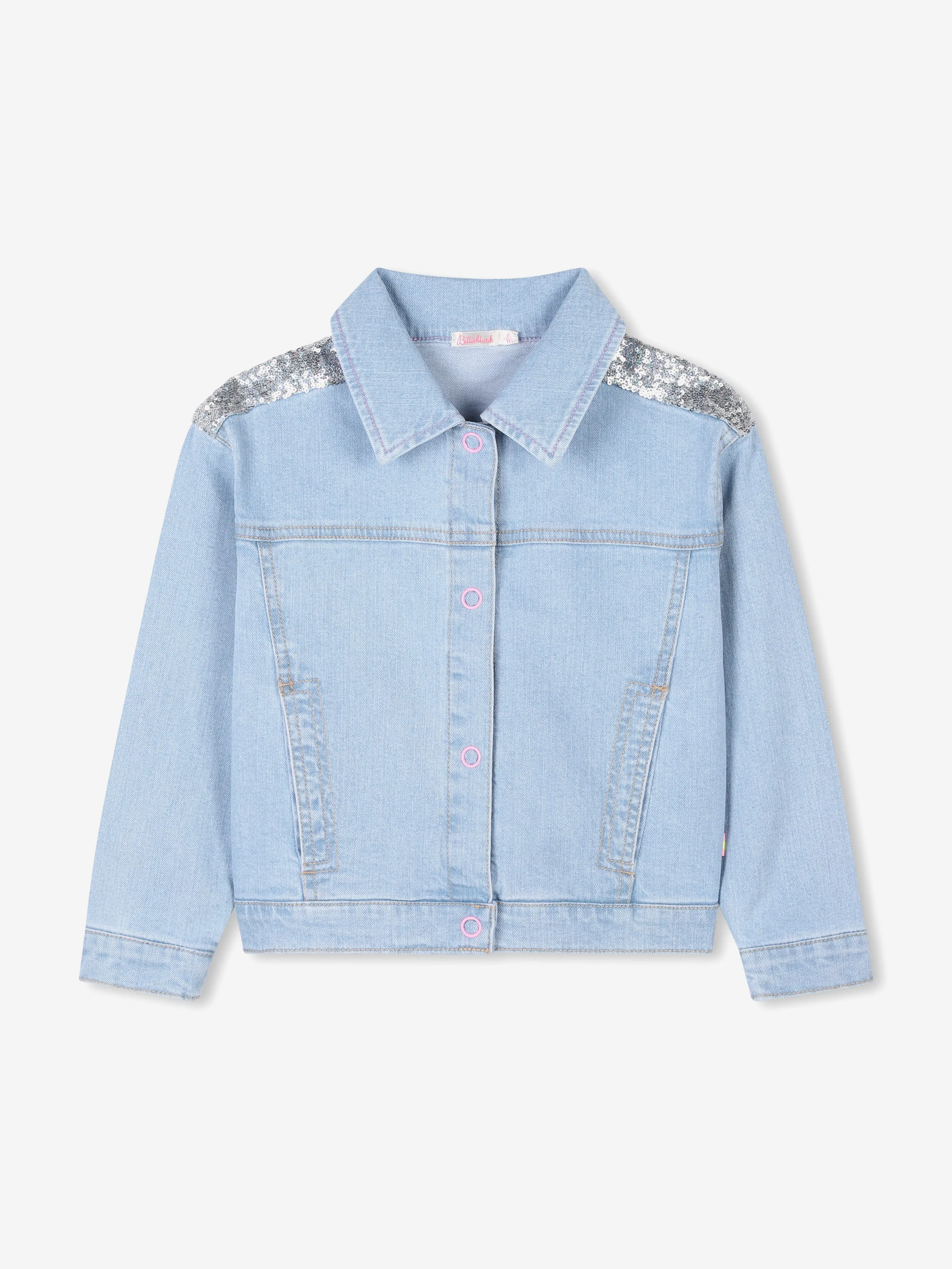 Veste en jean à paillettes pour filles en bleu