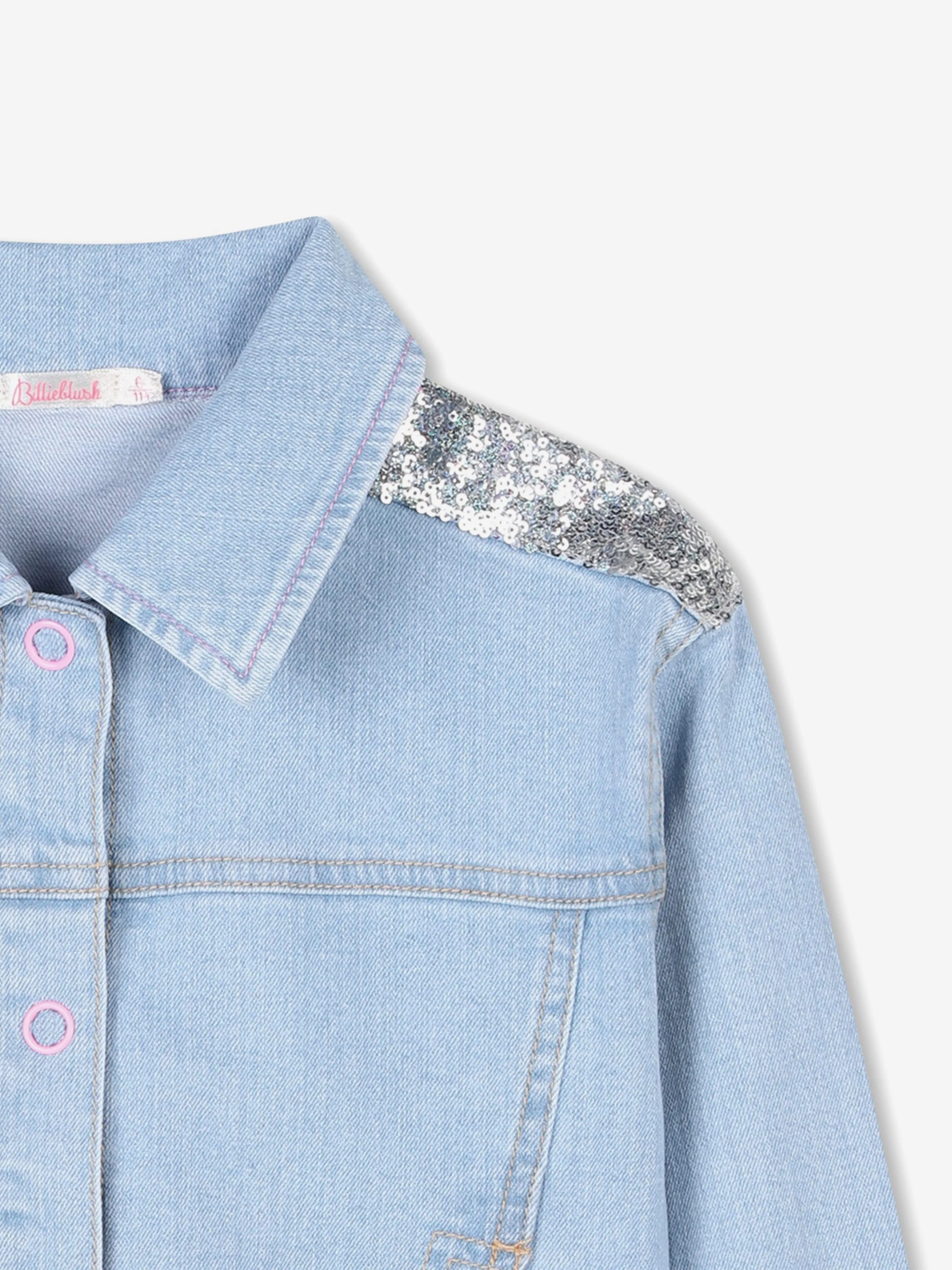 Veste en jean à paillettes pour filles en bleu