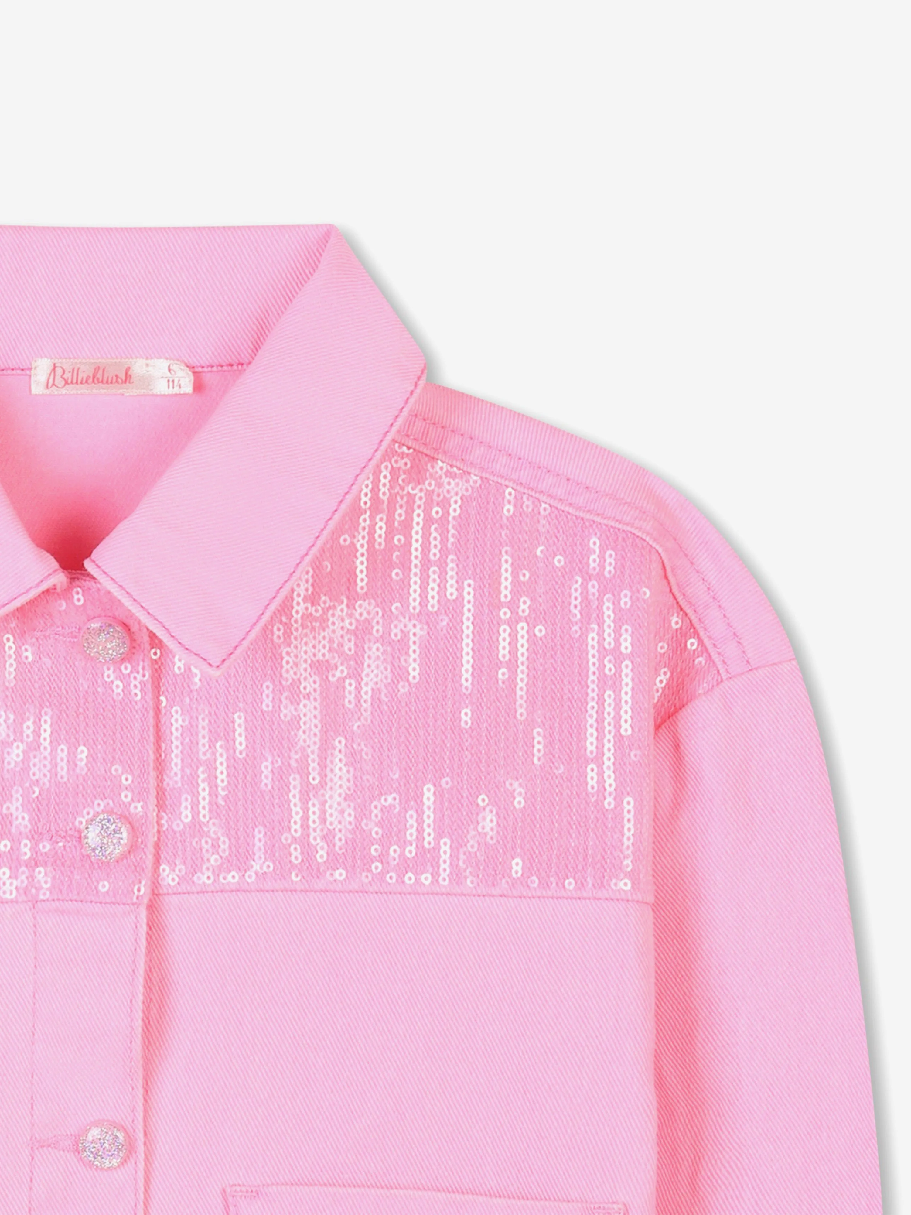 Veste en jean à paillettes pour filles en rose