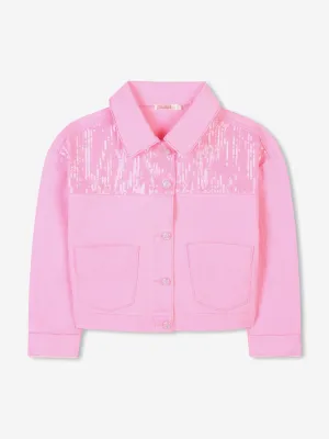 Veste en jean à paillettes pour filles en rose