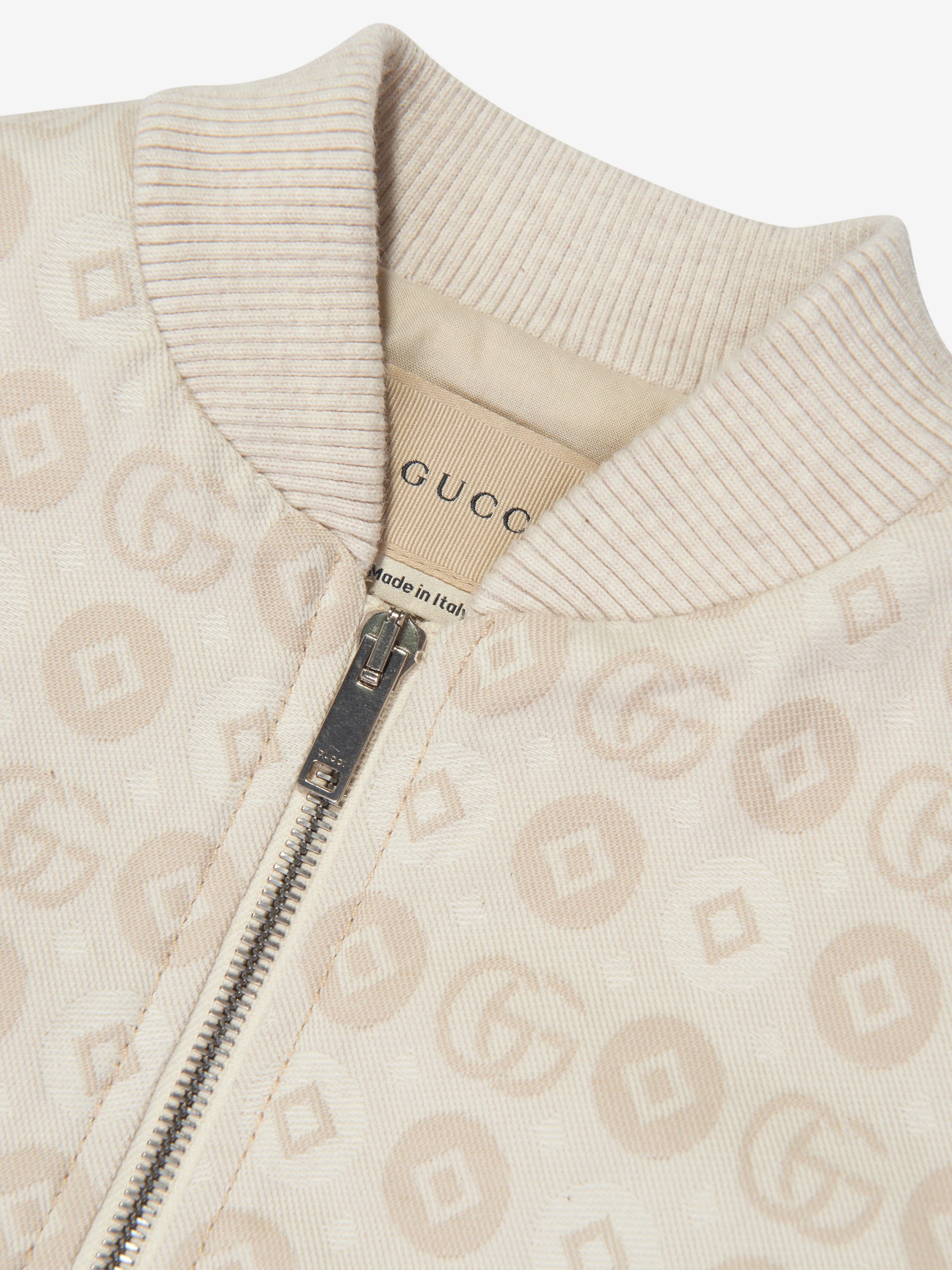 Veste bomber en jean Gucci pour garçons en ivoire