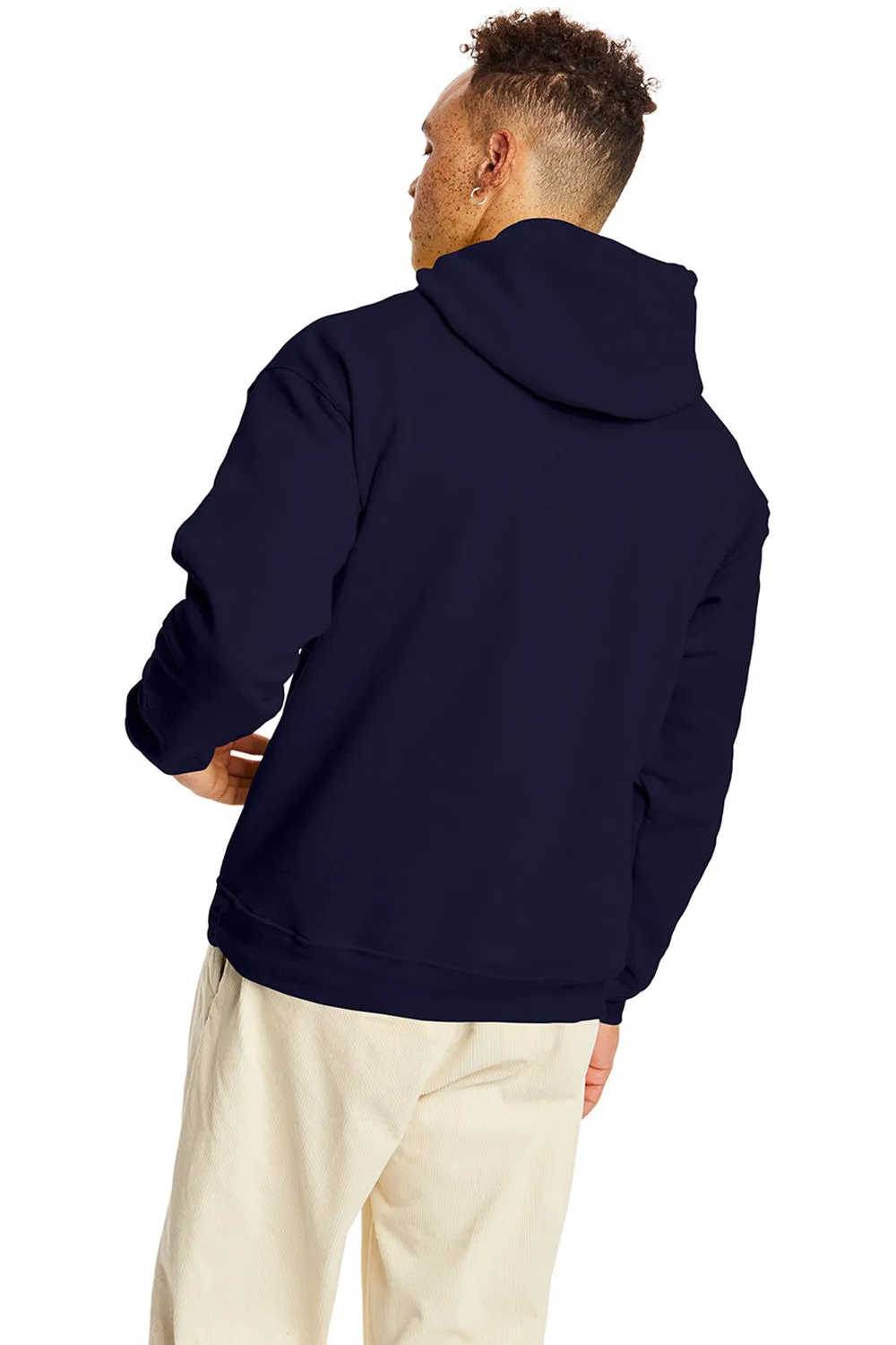 Hanes Sweat à capuche pour hommes EcoSmart Print Pro XP résistant aux boules de peluche avec poche kangourou - Bleu marine sportif