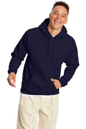 Hanes Sweat à capuche pour hommes EcoSmart Print Pro XP résistant aux boules de peluche avec poche kangourou - Bleu marine sportif