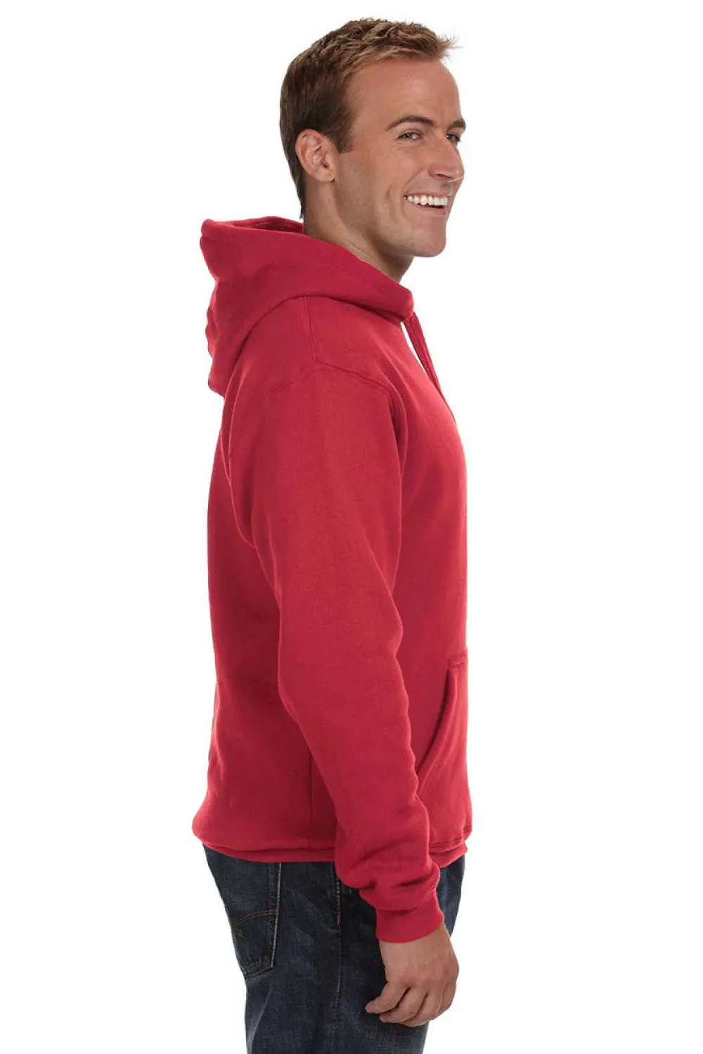 J America Sweat à capuche en polaire premium pour hommes avec poche kangourou - Rouge