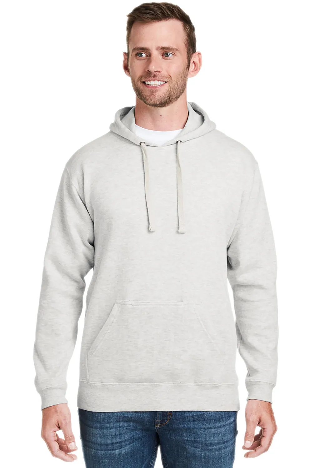 J America Sweat à capuche pour hommes avec poche kangourou - Gris chiné oatmeal