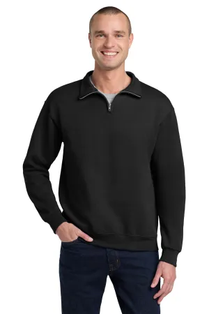 Pull en polaire résistant aux boulochages Jerzees NuBlend pour hommes - 1/4 zip - Noir