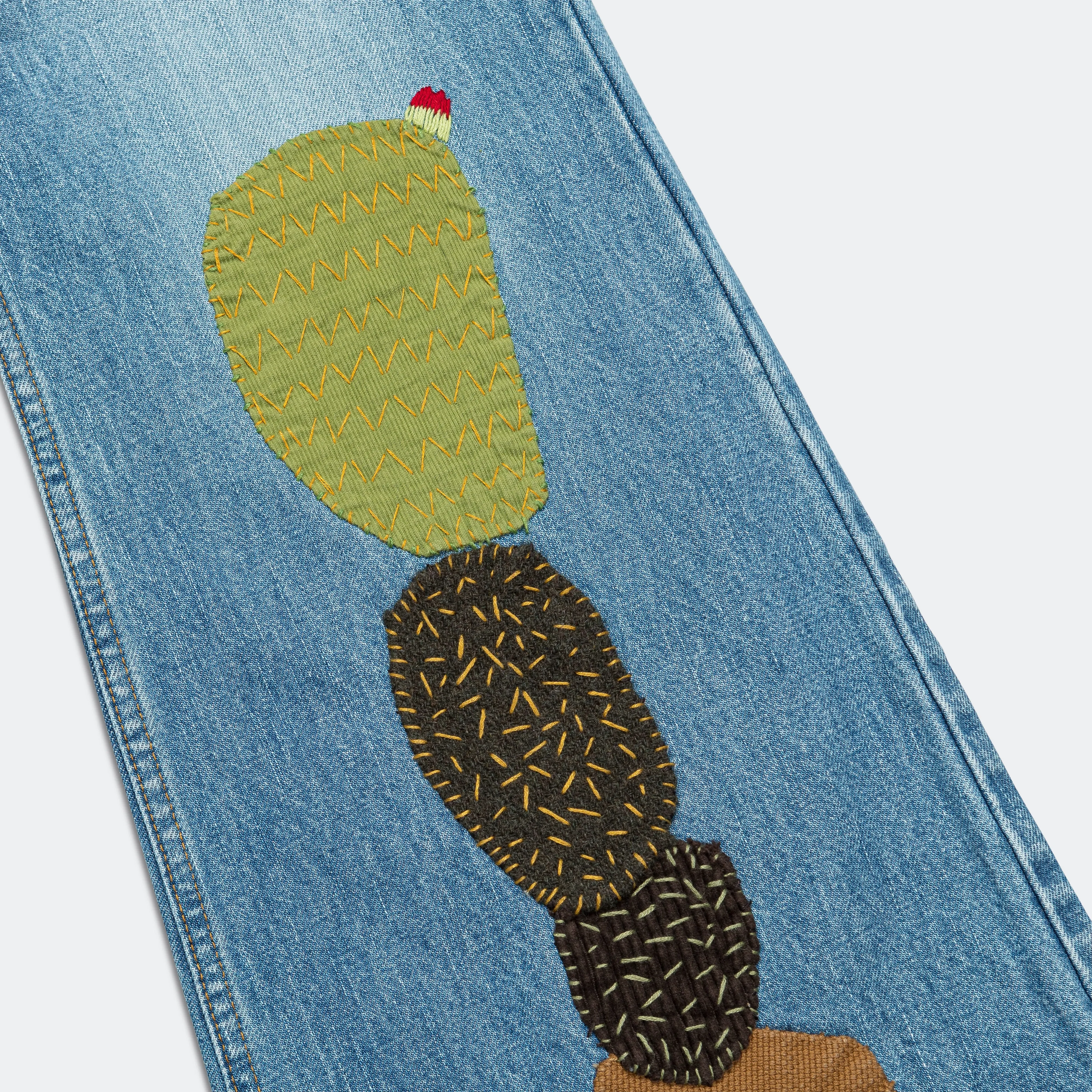 Kapital Clothing Pantalon Flare BUSH en Denim 14oz (Broderie CACTUS) - Pro
