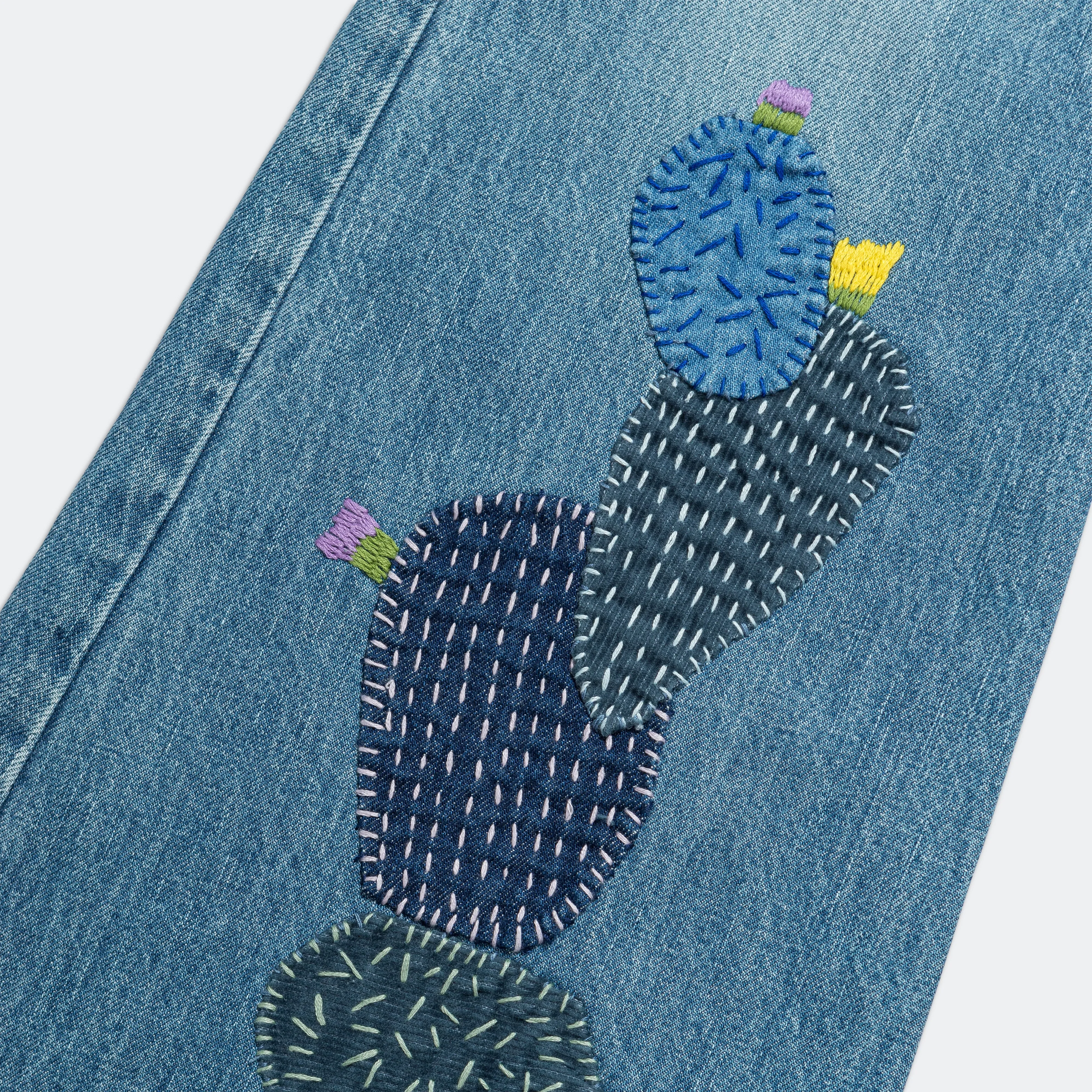 Kapital Clothing Pantalon Flare BUSH en Denim 14oz (Broderie CACTUS) - Pro