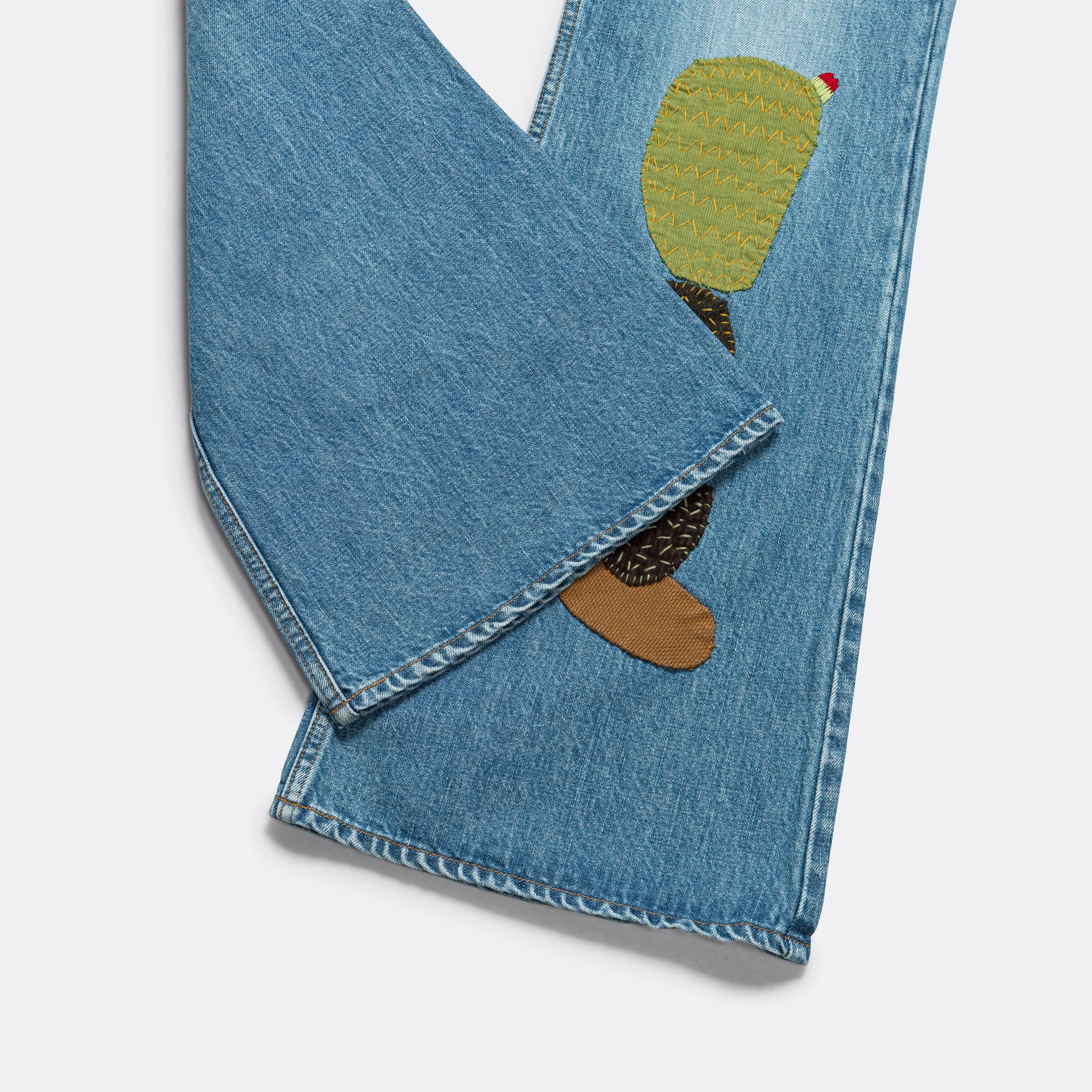 Kapital Clothing Pantalon Flare BUSH en Denim 14oz (Broderie CACTUS) - Pro