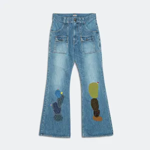 Kapital Clothing Pantalon Flare BUSH en Denim 14oz (Broderie CACTUS) - Pro