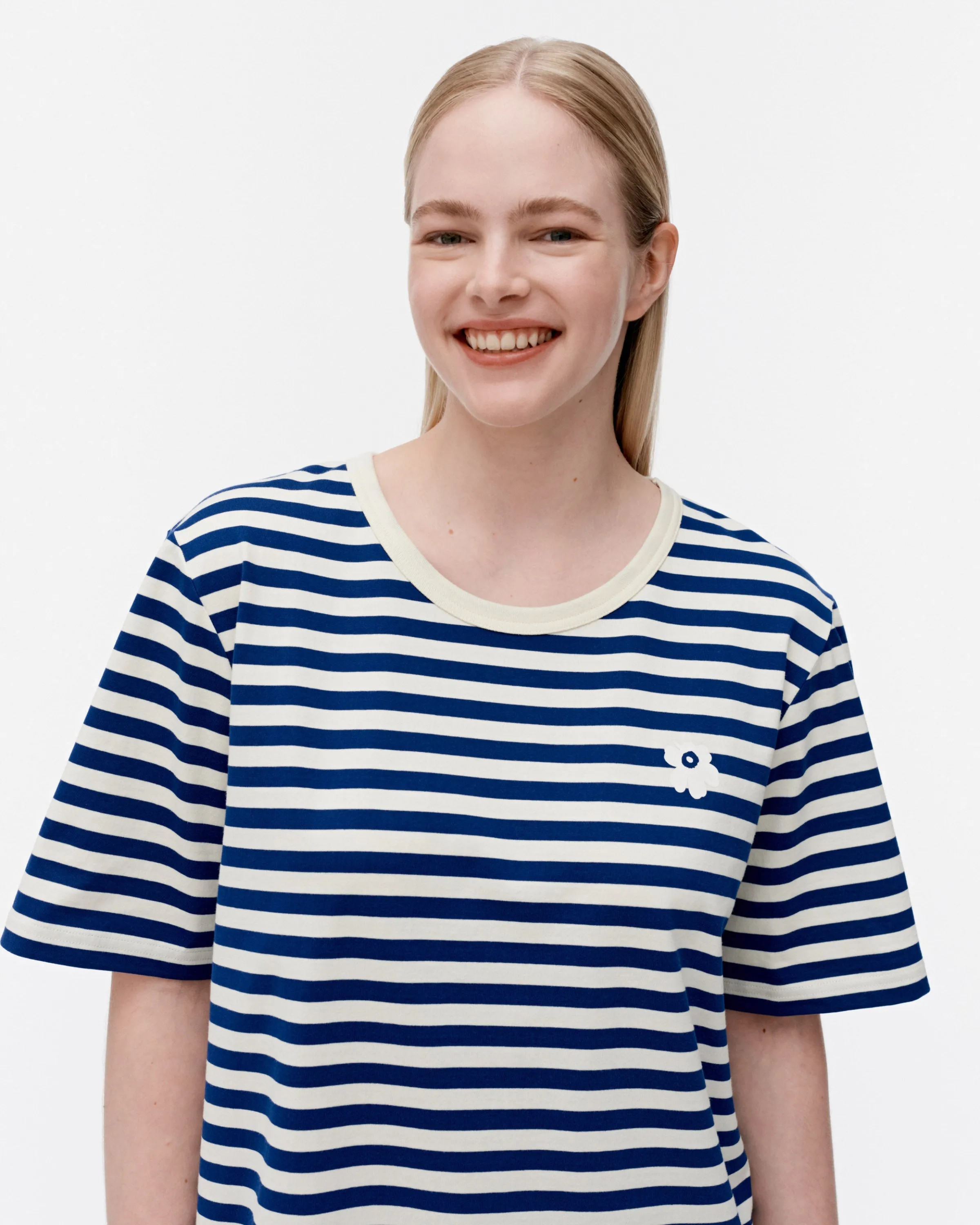 Haut à manches courtes unisexe Kioski Tasaraita Unikko 71cm Vêtements_Marimekko