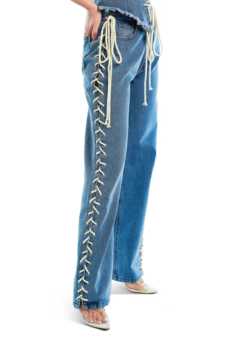 pantalon en denim à lacets