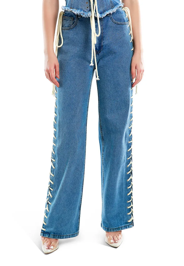 pantalon en denim à lacets
