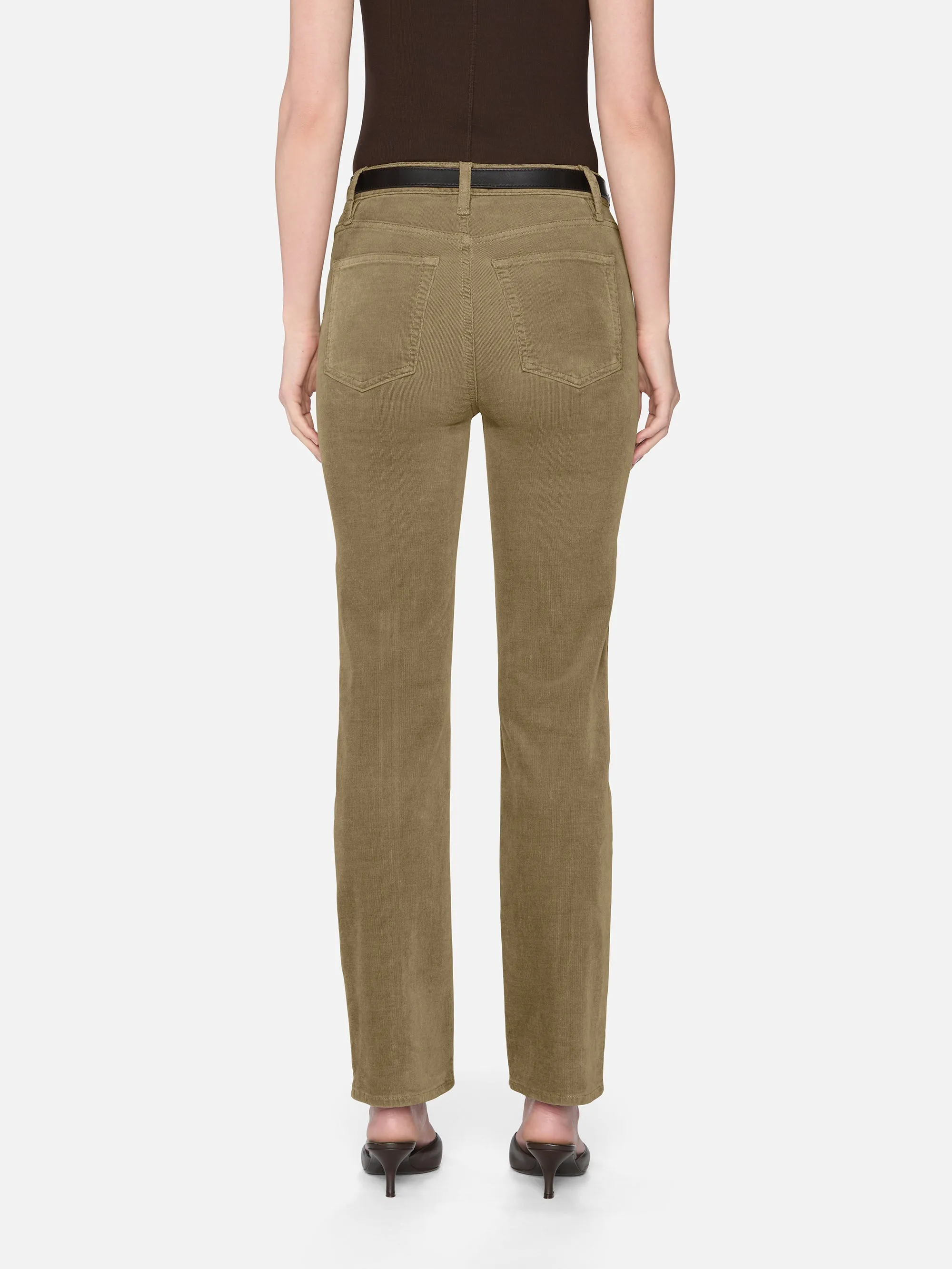 Le Pantalon droit élégant en velours côtelé - Beige clair